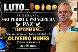 👉LUTO…⚰😔🕯😪😭FUNERÁRIA SAO PEDRO E PRÍNCIPE DA 🕊PAZ🕊🕊 INFORMAM… Faleceu ontem em Patrocinio-MG o Srº  a Sr OLIVEIRO NUNES (Oliveiro da Prefeitura) aos 76 anos. 