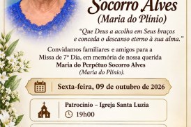 👉📢⛪🕍MISSA DE 7 (sétimo)👉🙌😪⚰🕯🙏 A família da Sra. Maria do Perpétuo Socorro Alves, agradece,e comunica a realização da Missa de Sétimo dia