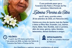 👉LUTO…⚰😔🕯😪😭FUNERÁRIA SAO PEDRO E PRÍNCIPE DA 🕊PAZ🕊🕊 INFORMAM…   Faleceu ontem em Patrocinio, a Sr.ª Zulmira Pereira da Silva, aos 81 anos