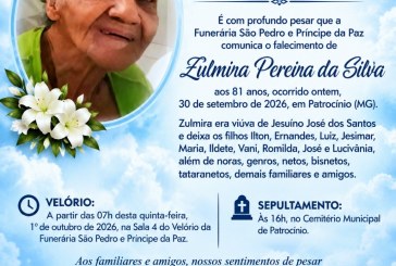 👉LUTO…⚰😔🕯😪😭FUNERÁRIA SAO PEDRO E PRÍNCIPE DA 🕊PAZ🕊🕊 INFORMAM…   Faleceu ontem em Patrocinio, a Sr.ª Zulmira Pereira da Silva, aos 81 anos