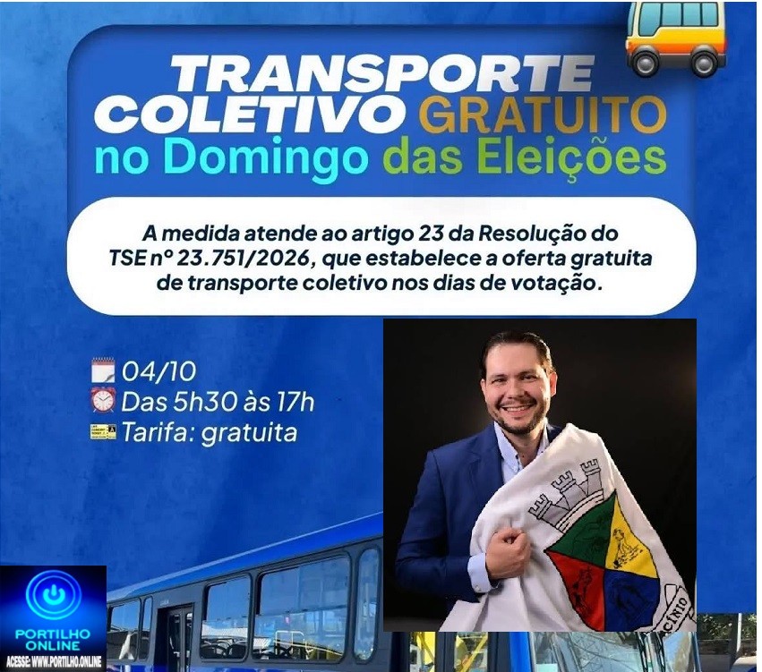 👉🏻👏🏻👊🏻🤔 Notícias 🗞️ da prefeitura municipal… 👉🏻🚨Transporte coletivo terá gratuidade neste domingo durante as Eleições Gerais de 2026