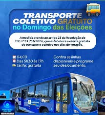 👉🏻👏🏻👊🏻🤔 Notícias 🗞️ da prefeitura municipal… 👉🏻🚨Transporte coletivo terá gratuidade neste domingo durante as Eleições Gerais de 2026